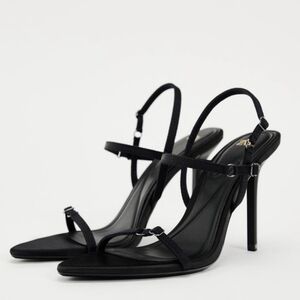 Zara *NWT* Black High Heel Sandal Size 10 Strappy Dainty
